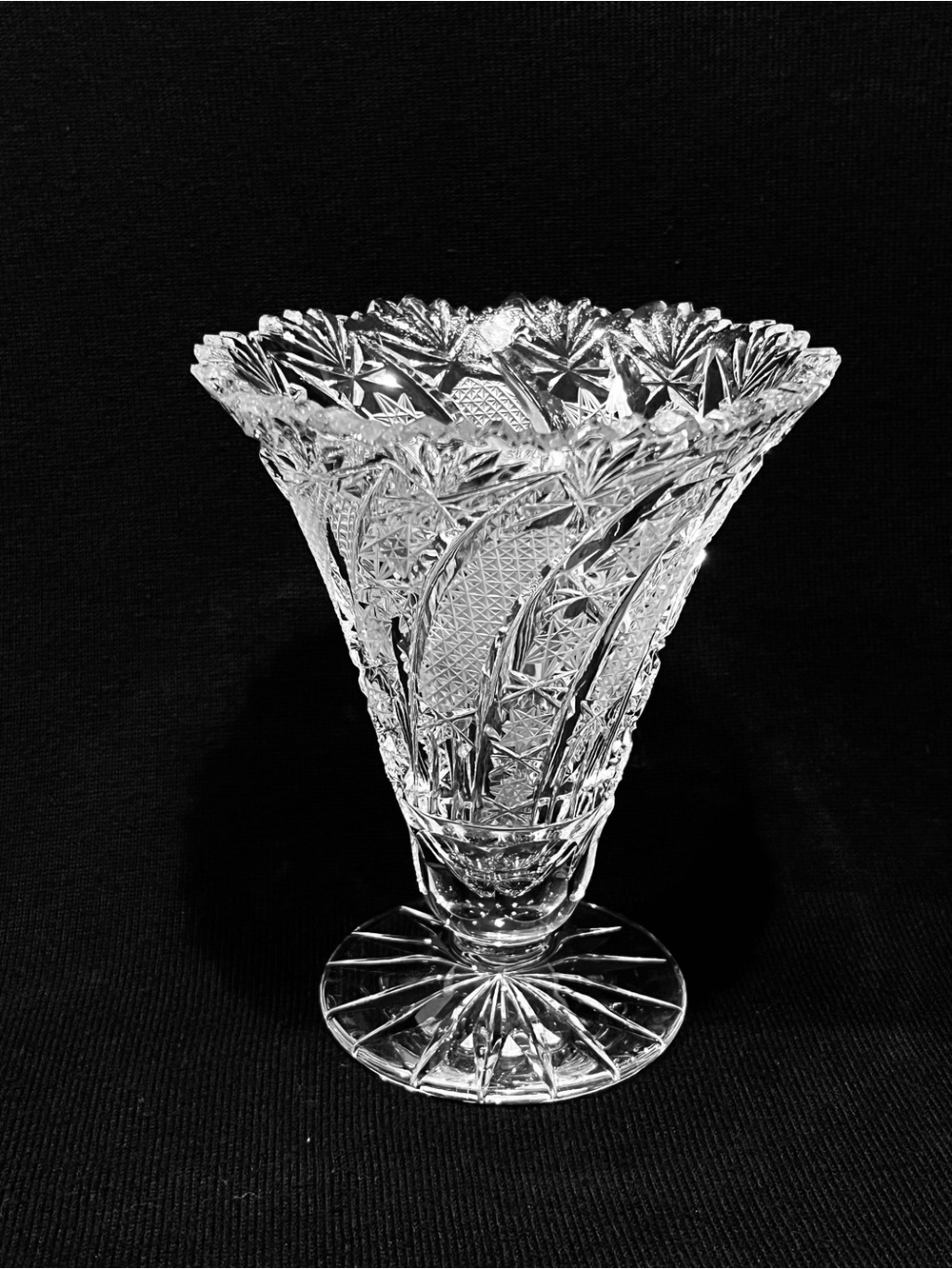 Antique Bohemian Czech Cut Crystal Bud Vase 5.75”